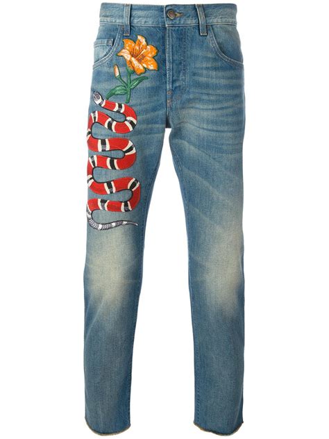 cheap gucci mens jeans|gucci embroidered jeans men.